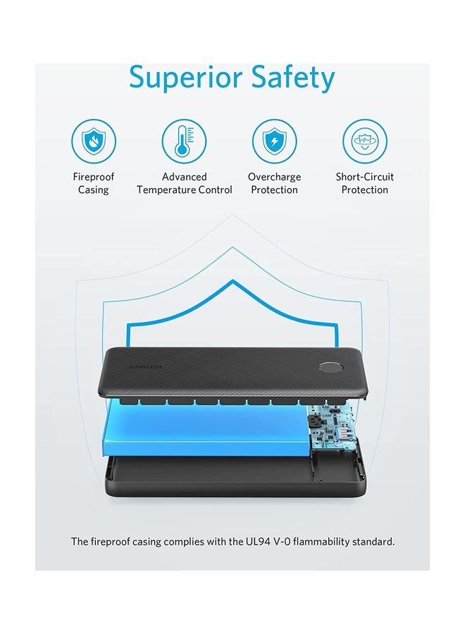 Anker - Power Bank, USB-C Portable Charger 10000mAh with 20W Power Delivery, 523 Power Bank (PowerCore Slim 10K PD) for iPhone 14 Series / iPhone 13 Series, S20, Pixel 4, and More Black - Image 1