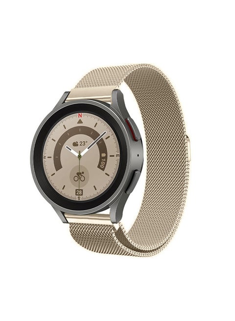 Samsung Galaxy Watch 5 / Galaxy Watch 5 Pro Band Milanese Stainless Steel Strap 20mm Compatible with Galaxy Watch5 (44mm/40mm) Galaxy Watch5 Pro (45mm) Champagne Gold