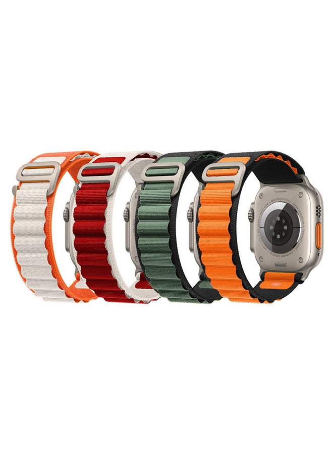 MARGOUN - 4Pack for Apple Watch Alpine Loop Band 49mm/45mm/44mm Nylon Woven Sport Strap Compatible with iWatch Series 8/Ultra/7/SE/6/5/4/3/2/1 Green/Orange/White/Red - Image 1
