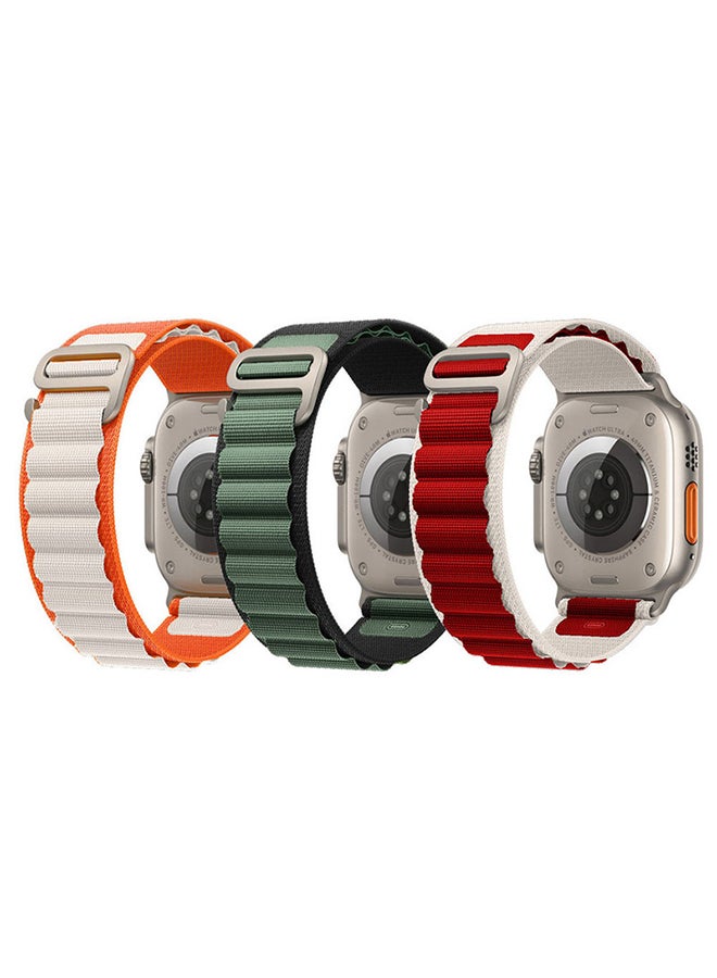 MARGOUN - 3Pack for Apple Watch Alpine Loop Band 49mm/45mm/44mm Nylon Woven Sport Strap Compatible with iWatch Series 8/Ultra/7/SE/6/5/4/3/2/1 Orange,White/Green,Black/Red,White - Image 1