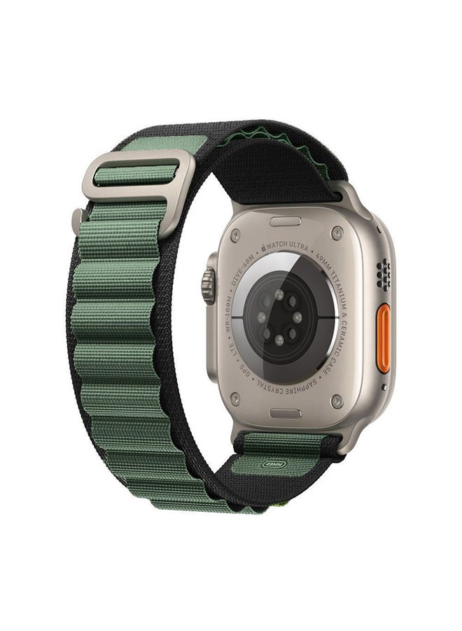 MARGOUN - Apple Watch Alpine Loop Band 49mm/45mm/44mm Nylon Woven Sport Strap Compatible with iWatch Series 8/Ultra/7/SE/6/5/4/3/2/1 Green/Black - Image 1