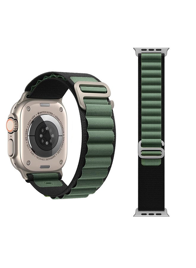 MARGOUN - Apple Watch Alpine Loop Band 49mm/45mm/44mm Nylon Woven Sport Strap Compatible with iWatch Series 8/Ultra/7/SE/6/5/4/3/2/1 Green/Black - Image 1
