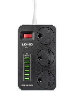 3 AC Socket Power Strip Grey/Black