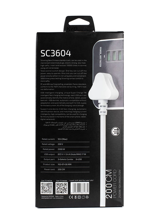 LDNIO - 3 AC Socket Power Strip Grey/Black - Image 1