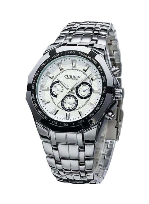 Men's Water Resistant Chronograph Watch 8084 - 43 mm - Silver
