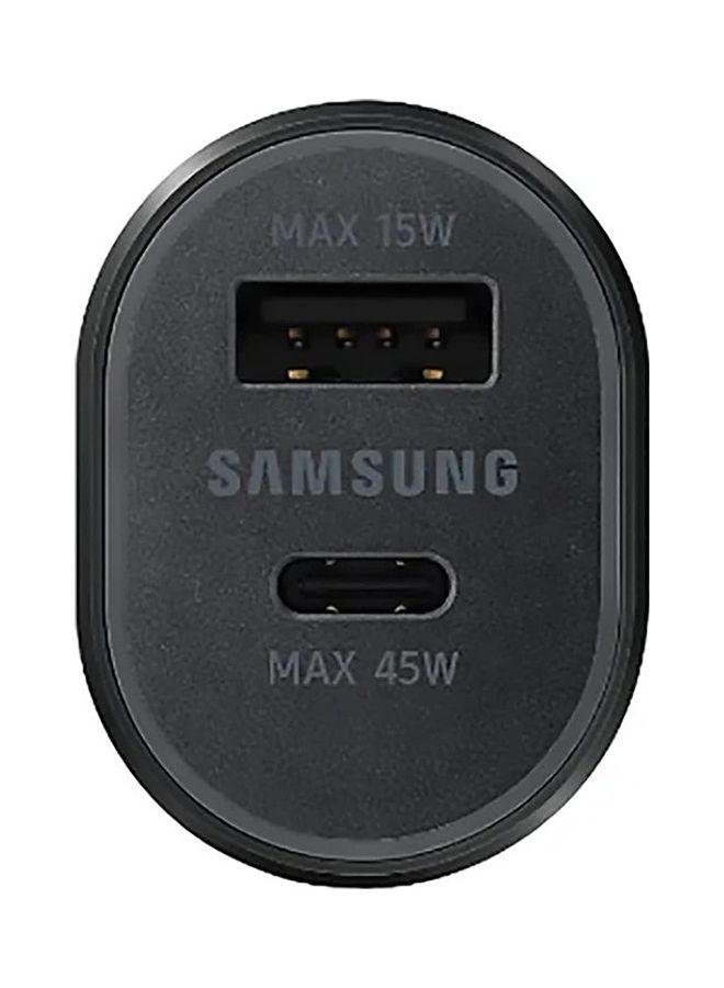 Samsung - Super Fast Dual Car Charger 45W And 15W Two Ports With 5A USB C Cable Black - Image 1
