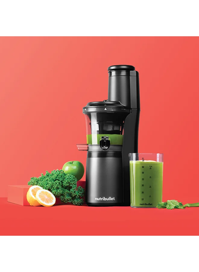 nutribullet Slow Juicer, Slow Masticating Juicer Machine, Easy to Clean, Quiet Motor & Reverse Function, BPA-Free, Cold Press Juicer with Brush 700 ml 150 W NBJ-300 Charcoal Black