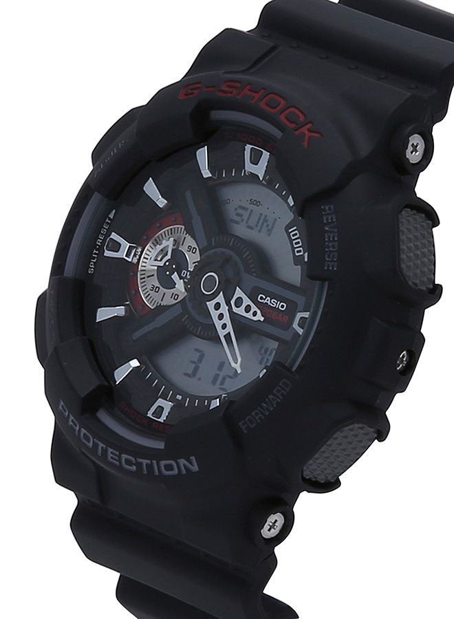 جي شوك ساعة يد رقمية وبعقارب بسوار مطاطي دائري الشكل مقاس 51 مم - لون أسود - طراز GA-110-1ADR للرجال - Image 2