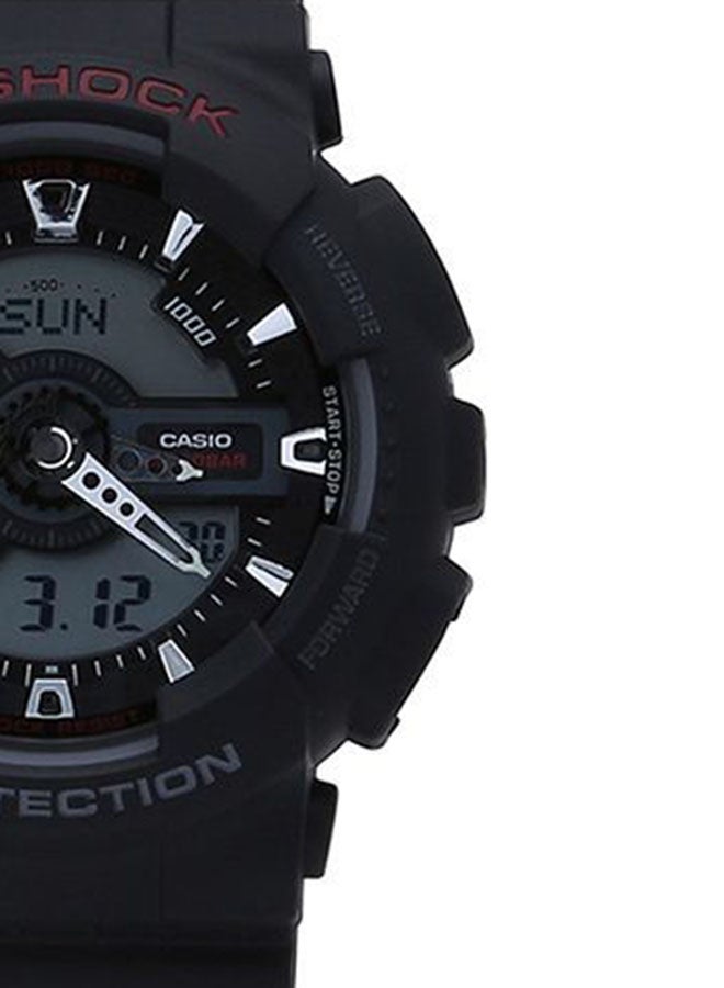 جي شوك ساعة يد رقمية وبعقارب بسوار مطاطي دائري الشكل مقاس 51 مم - لون أسود - طراز GA-110-1ADR للرجال - Image 4
