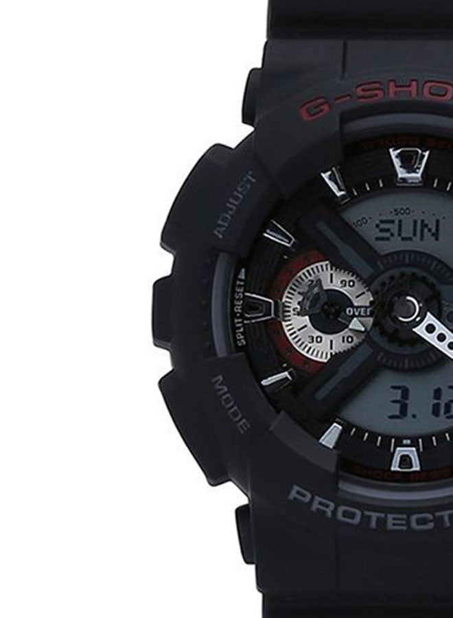 جي شوك ساعة يد رقمية وبعقارب بسوار مطاطي دائري الشكل مقاس 51 مم - لون أسود - طراز GA-110-1ADR للرجال - Image 5