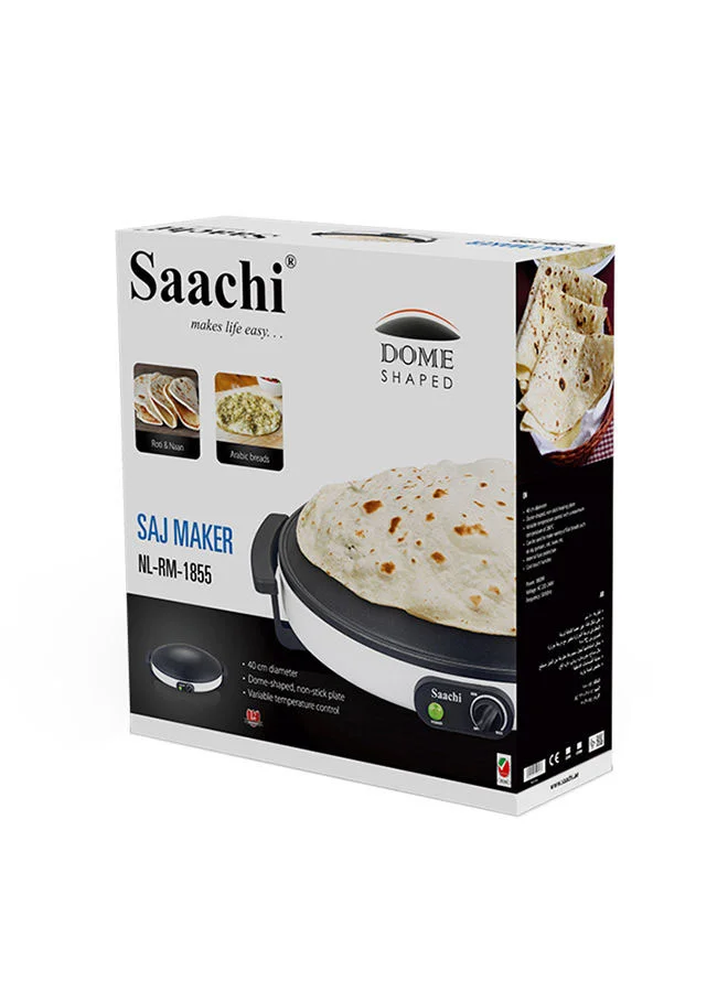 Saachi Saj / Gursaan / Roti / Naan Maker with Dom-Shaped Non-Stick Heating Plate and Adjustable Termperature Control 1800 W NL-RM-1855-WH White