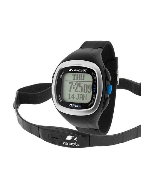 GPS Watch with Heart Rate Measurement, Water Resistant, Time and Distance Measurement [Average, Max and Actual Speed and Pace Monitoring, Up to 14 Hours Battery Life] - Black 1inch