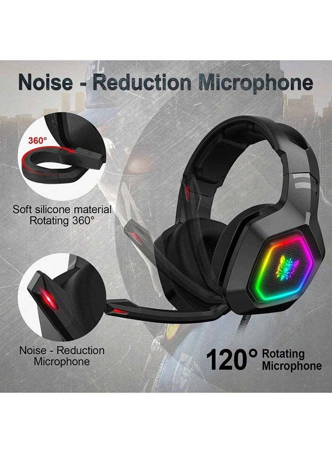 onikuma - Onikuma K10 Gaming Headset with Surround Sound Pro Noise Canceling Gaming Headphones with Mic & RGB LED Light - Image 1