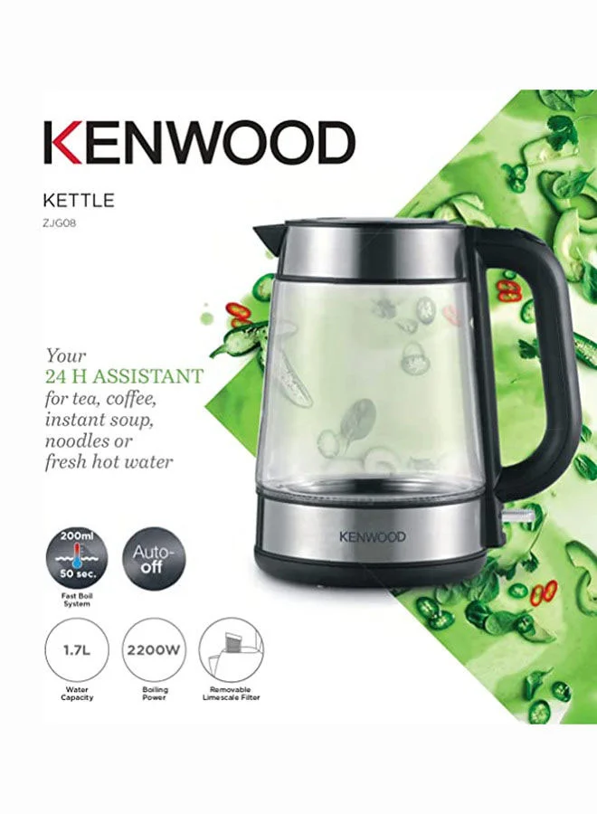 KENWOOD Kettle, Glass, Removable Mesh Filter, 1.7 L 2200 W ZJG08.000CL Glass