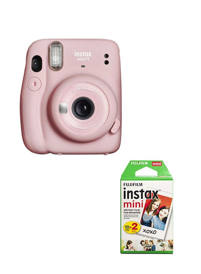 FUJIFILM Instax Mini 11 Instant Film Camera With Pack Of 20 Films Pink  - Image 1