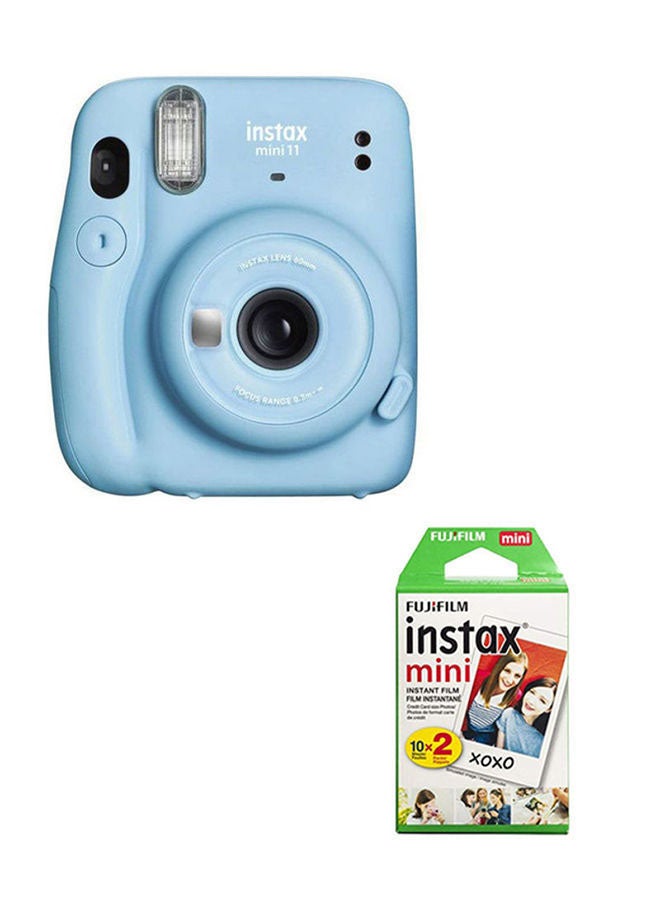 FUJIFILM Instax Mini 11 Instant Film Camera With Pack Of 20 Film Blue  - Image 1