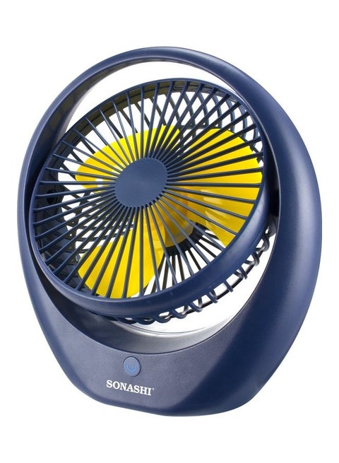8 Inch Rechargeable Mini Fan With 3 Speeds High/Middle/Low | Continuous Working Of 2.5Hours | Usb Charging With Overcharge Protection | Powerful And Efficient Cooling SRF-106 Blue