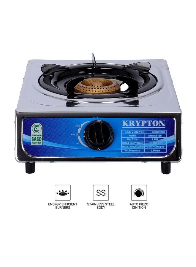 KRYPTON Single Burner Gas Stove Cooktop With Stainless Steel Body KNGC6168 Silver  - Image 1