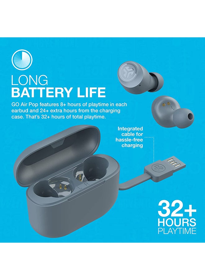 Jlab - Go Air Pop True Wireless Bluetooth Earbuds + Charging Case | Dual Connect | IPX4 Sweat Resistance | Bluetooth 51 Connection | 3 EQ Sound Settings: JLab Signature, Balanced, Bass Boost Slate - Image 1