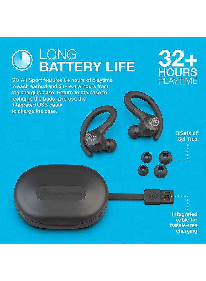 Jlab - Go Air Sport - Wireless Workout Earbuds Featuring C3 Clear Calling, Secure Earhook Sport Design, 32+ Hour Bluetooth Playtime, and 3 EQ Sound Settings Graphite - Image 1
