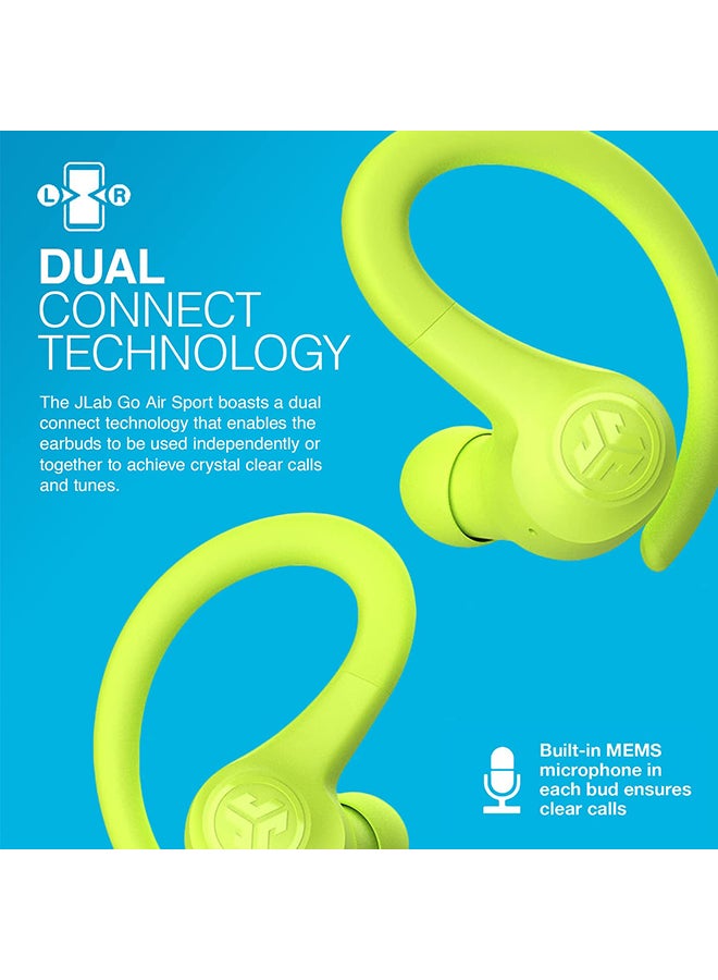 Jlab Go Air Sport - Wireless Workout Earbuds Featuring C3 Clear Calling, Secure Earhook Sport Design, 32+ Hour Bluetooth Playtime, and 3 EQ Sound Settings Yellow  - Image 3