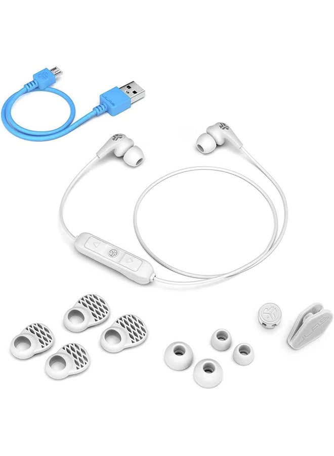 Jlab Audio JBuds Pro Bluetooth Wireless Signature Earbuds | Titanium 10mm Drivers | 6-Hour Battery Life | Music Controls | Noise Isolation | Bluetooth 41 Extra Gel Tips and Cush Fins White/Grey  - Image 4