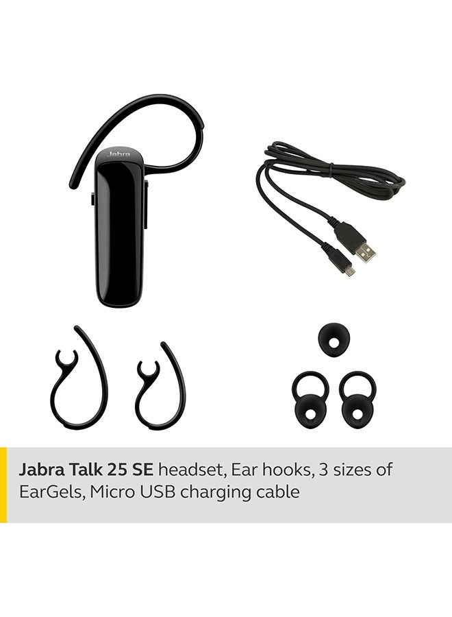 Talk 25 SE Mono Bluetooth Headset - Wireless Single Ear Headset with Built-In Microphone, Media Streaming and up to 9 hours Talk Time - Black