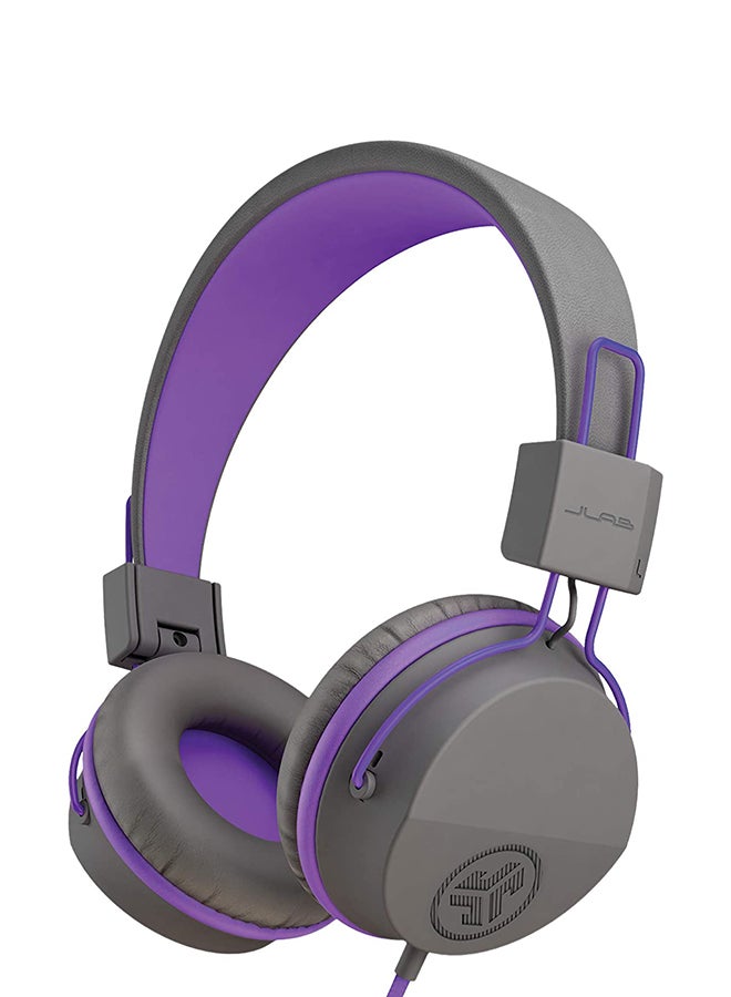 Jlab JBuddies Studio Wired Headphones for Kids - Childrens Headphones with Microphone, Earphones with Kid Safe Volume Limiter and Noise Isolation - Kids Headphones for Girls and Boys Purple  - Image 1