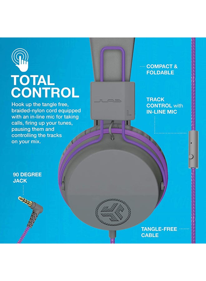 Jlab JBuddies Studio Wired Headphones for Kids - Childrens Headphones with Microphone, Earphones with Kid Safe Volume Limiter and Noise Isolation - Kids Headphones for Girls and Boys Purple  - Image 4