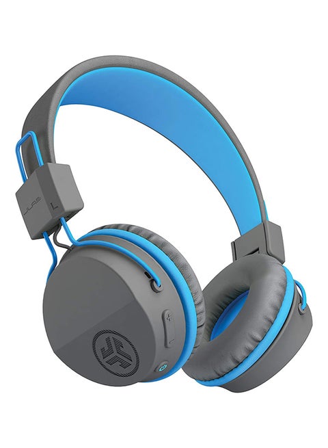 Audio JBuddies Studio Bluetooth Over-Ear Kids Headphones | 13 Hour Battery Life | Studio Volume Safe | Volume Limiter | Folding | Adjustable | Noise Isolation | with Mic | Graphite/Blue