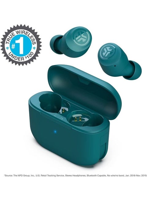 Go Air Pop True Wireless Bluetooth Earbuds + Charging Case | Dual Connect | IPX4 Sweat Resistance | Bluetooth 51 Connection | 3 EQ Sound Settings: JLab Signature, Balanced, Bass Boost | Teal