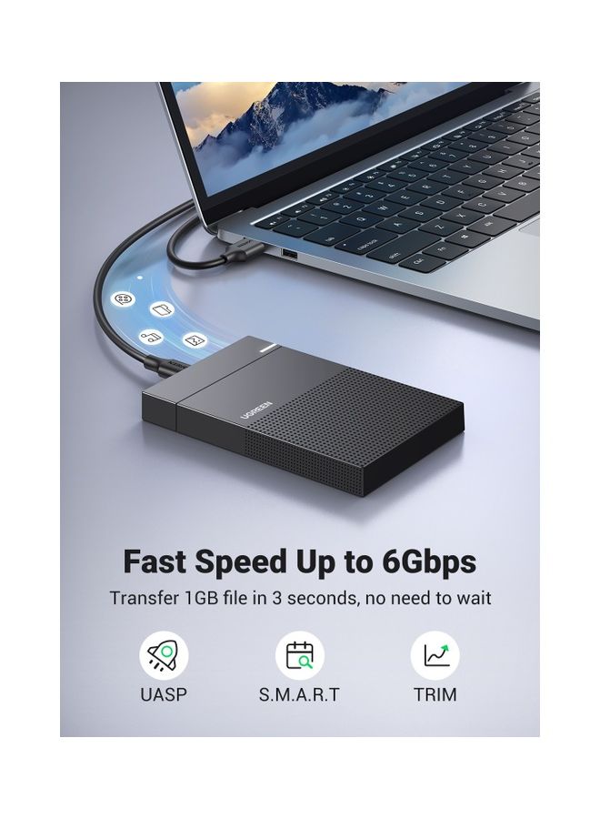يو جرين - حاوية القرص الصلب USB C إلى SATA حافظة القرص الصلب غطاء محرك الأقراص الصلبة SSD Caddy محول متوافق مع 9.5 مم 7 مم 2.5 بوصة SATA I II III، PS5، HDD، SSD WD Seagate Toshiba Kingspec حتى 6 جيجابت في الثانية - Image 1