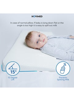 NOVIMED Universal Baby Wedge Pillow For Reflux, Breathing Difficulty, Regurgitation And Good Sleep, Fits Baby Mattress And Crib With Washable Cover  - Image 5