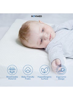 NOVIMED Universal Baby Wedge Pillow For Reflux, Breathing Difficulty, Regurgitation And Good Sleep, Fits Baby Mattress And Crib With Washable Cover  - Image 3