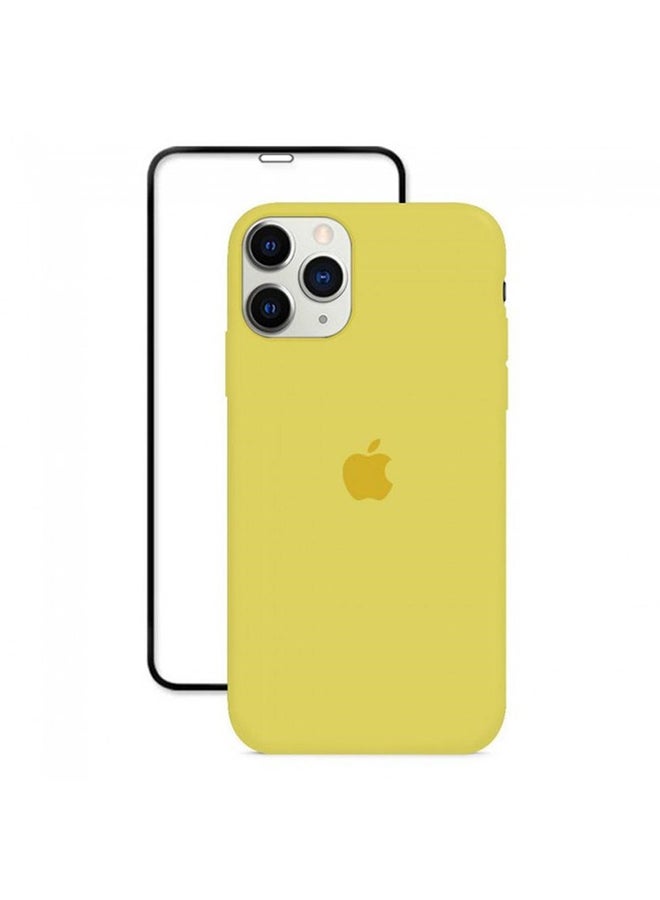 MARGOUN - 2-Pack Silicone Cover Case and Screen Protector for Apple iPhone 12 Pro Max Yellow/Clear - Image 1