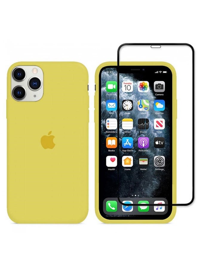 MARGOUN - 2-Pack Silicone Cover Case and Screen Protector for Apple iPhone 12 Pro Max Yellow/Clear - Image 1
