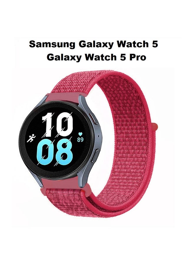 MARGOUN Samsung Galaxy Watch 5 / Galaxy Watch 5 Pro Band Nylon Loop Replacement Strap 20mm Compatible with Galaxy Watch5 (44mm/40mm) Galaxy Watch5 Pro (45mm) Pink - Image 3