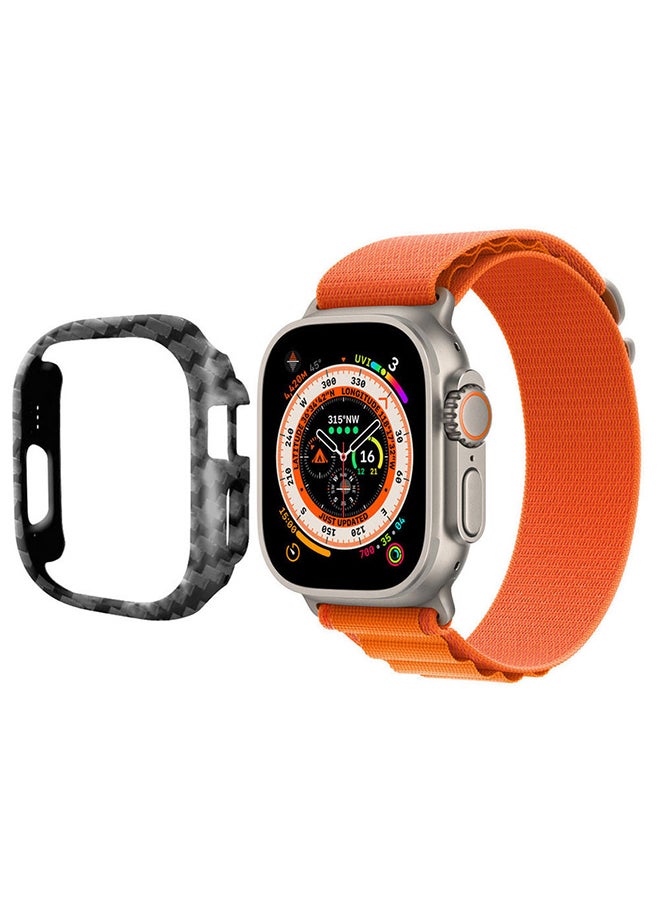 Apple Watch Ultra 49mm Case Protective Hard PC Cover Shockproof Hollow Bumper Frame Guard Compatible with iWatch Ultra 49mm Carbon Fiber Pattern Carbon Black