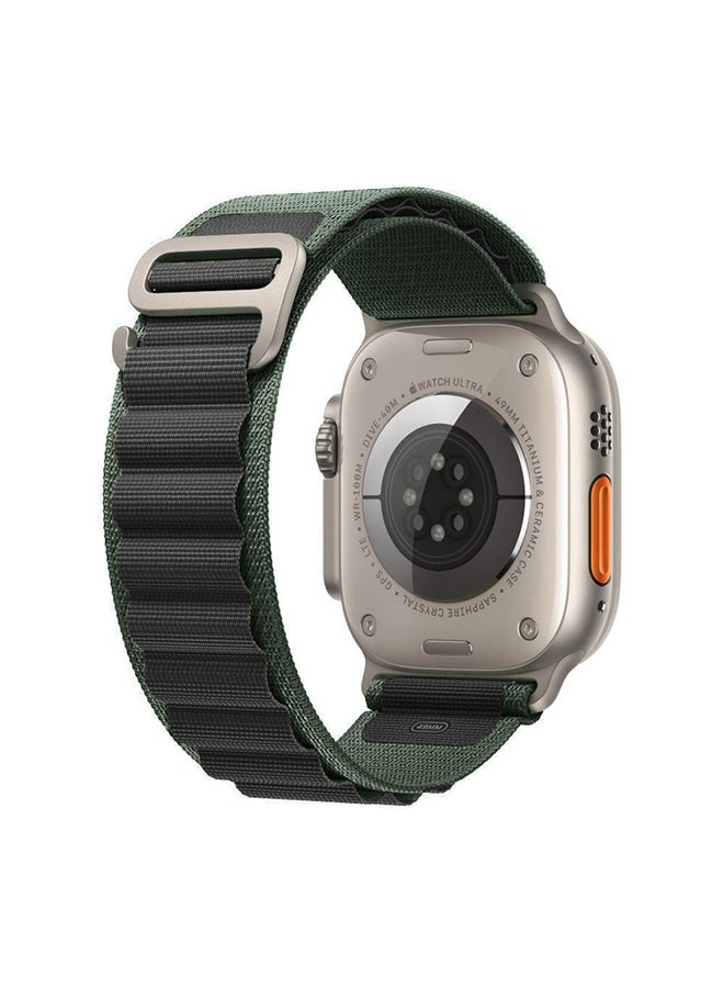 MARGOUN - Apple Watch Alpine Loop Band 49mm/45mm/44mm Nylon Woven Sport Strap Compatible with iWatch Series 8/Ultra/7/SE/6/5/4/3/2/1 Black/Green - Image 1