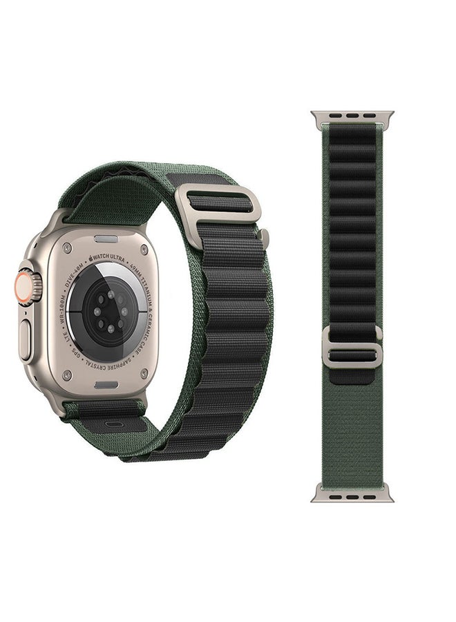 MARGOUN - Apple Watch Alpine Loop Band 49mm/45mm/44mm Nylon Woven Sport Strap Compatible with iWatch Series 8/Ultra/7/SE/6/5/4/3/2/1 Black/Green - Image 1