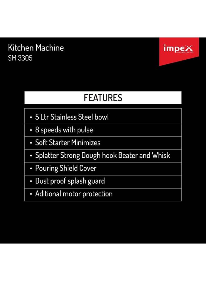 8 Speed Kitchen Machine Stand Mixer 5.0 L 400.0 W SM 3305 Blue/Silver