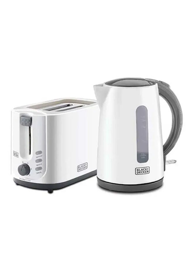 BLACK+DECKER - Electric Kettle And 2 Slice Bread Toaster Breakfast set 1.7 L 2200.0 W MBF70-B5 White/Grey - Image 1