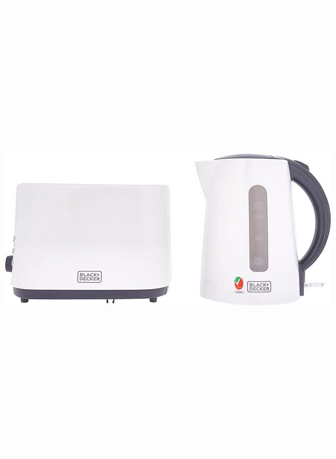 BLACK+DECKER - Electric Kettle And 2 Slice Bread Toaster Breakfast set 1.7 L 2200.0 W MBF70-B5 White/Grey - Image 1