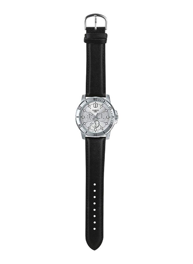 CASIO Men's Leather Round Shape Analog Watch MTP-VD300L-7EUDF - 45 mm - Black  - Image 3