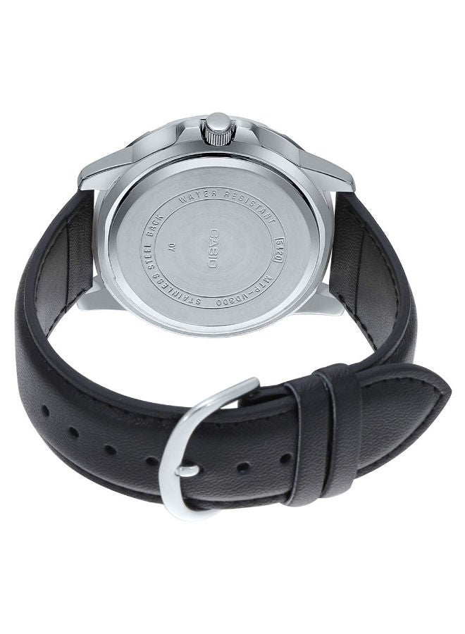 CASIO Men's Leather Round Shape Analog Watch MTP-VD300L-7EUDF - 45 mm - Black  - Image 2