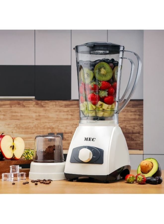 MEC - 2-In-1 Blender Plastic Blender Jar With 2 Speed And Pulse Control 1.5 L 350 W MEC2000 White/Grey - Image 1
