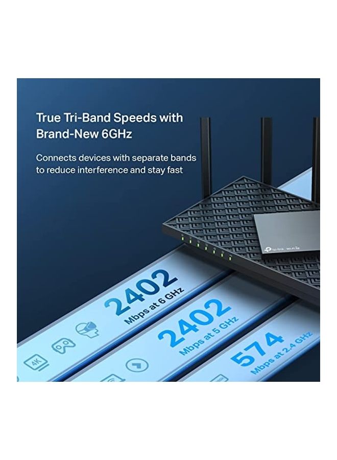 TP-LINK - AXE5400 Tri-Band WiFi 6E Archer AXE75 Gigabit Wireless Internet Ax Router For Gaming VPN One Mesh WPA3 Black - Image 1