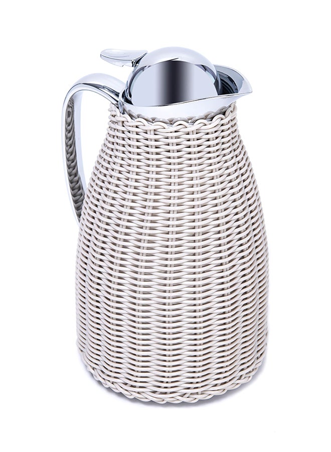 Coffee And Tea Bamboo Design Vacuum Flask Silver/White 1Liters 