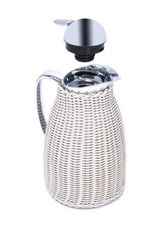 Dallaty Coffee And Tea Bamboo Design Vacuum Flask Silver/White 1Liters  - Image 2