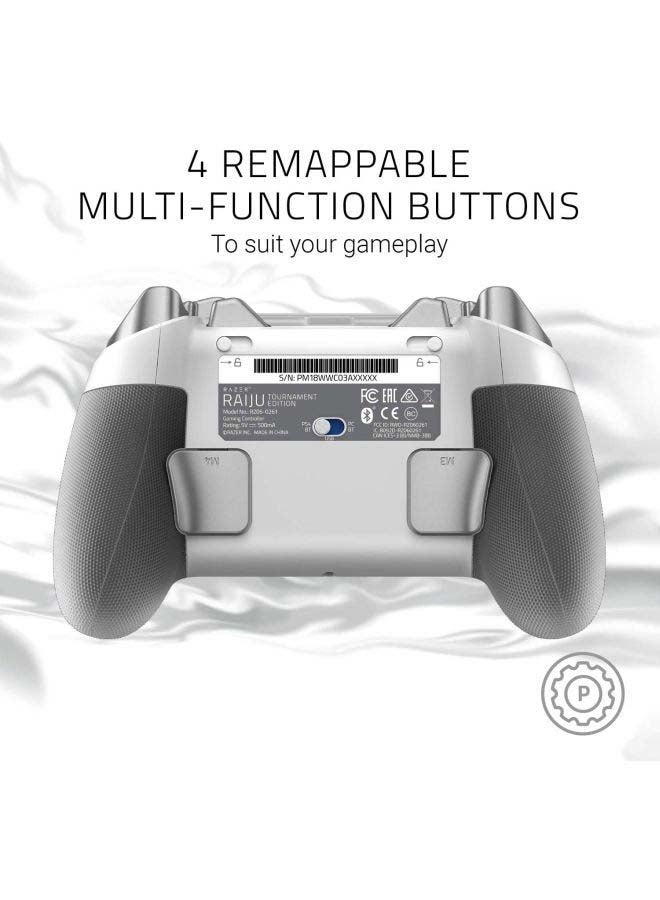 RAZER - Raiju Tournament Edition 2018 Mercury - Wireless and Wired PS4/PC Gaming Controller with Mecha Tactile Action Buttons, Interchangeable Parts and Quick Control Panel - Image 1